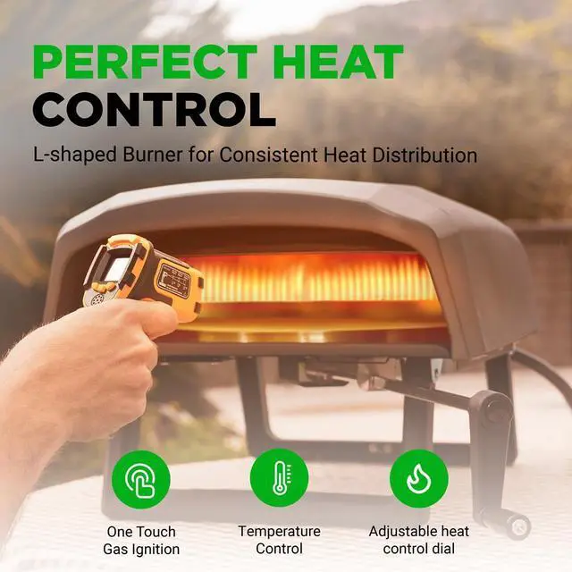 Alt view image 2 of 7 - NutriChef 360° Rotating Pizza Oven with Rain Cover, Cutter, Pizza Stone, Regulator, and Hose, 12 Pizza, Black