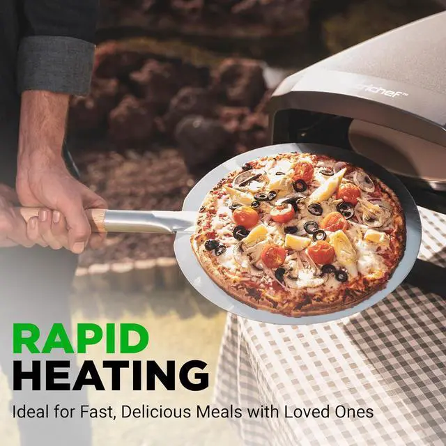 Alt view image 6 of 7 - NutriChef 360° Rotating Pizza Oven with Rain Cover, Cutter, Pizza Stone, Regulator, and Hose, 12 Pizza, Black