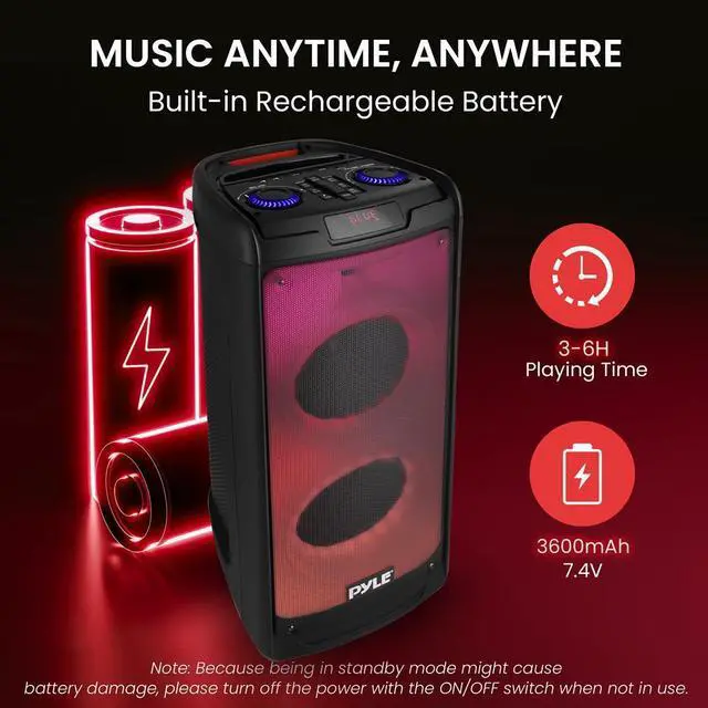 Alt view image 6 of 7 - Pyle Bluetooth PA Speaker & Microphone System - 8" Woofer, 40W, Rechargeable Battery, MP3/USB/Micro SD/FM Radio, Wireless Handheld Microphone