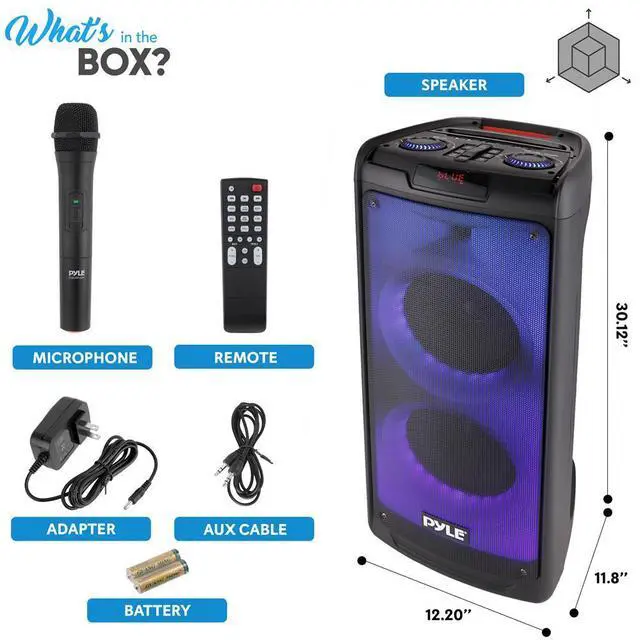 Alt view image 3 of 7 - Pyle Bluetooth PA Speaker & Microphone System - 8" Woofer, 40W, Rechargeable Battery, MP3/USB/Micro SD/FM Radio, Wireless Handheld Microphone