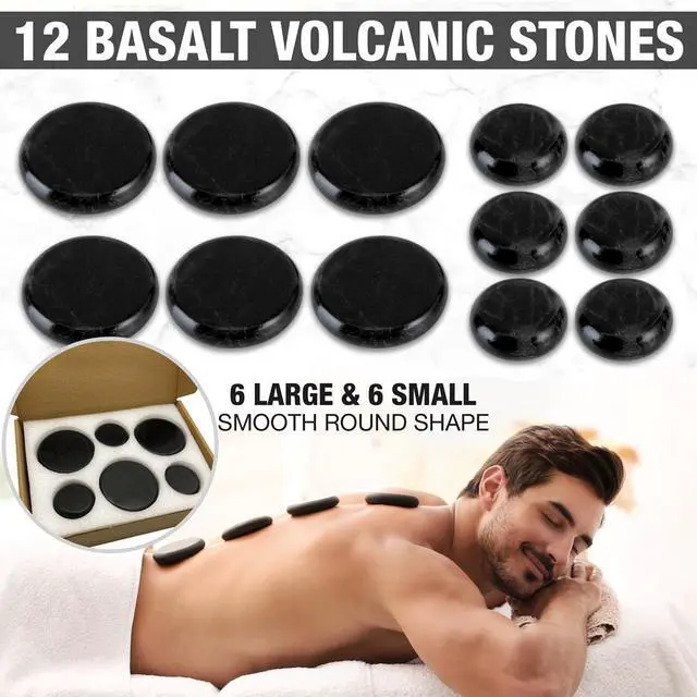Alt view image 7 of 7 - SereneLife Portable Hot Stone Massage System - Includes 12 Basalt Stones, Digital Temperature Controller, Heating Bag (Pink)