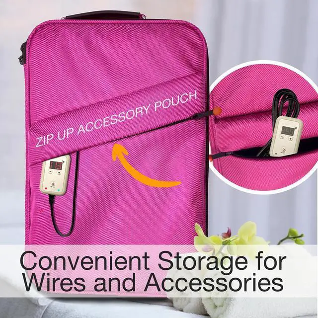 Alt view image 3 of 7 - SereneLife Portable Hot Stone Massage System - Includes 12 Basalt Stones, Digital Temperature Controller, Heating Bag (Pink)