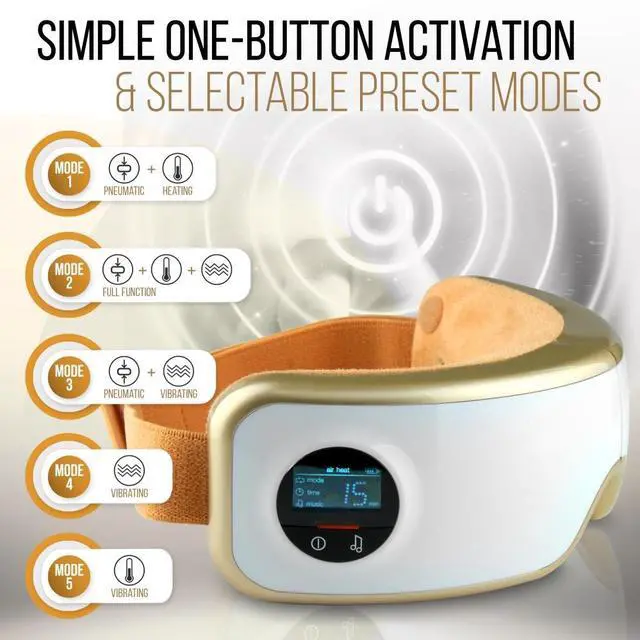 Alt view image 6 of 7 - SereneLife Digital Eye Massager - Rechargeable, Adjustable Goggle Visor Style, 5 Preset Massage Modes, Built-in MP3 Player