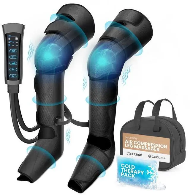 Main image of SereneLife Air Compression Foot & Calf Leg Massager  Pneumatic Massage Machine with Knee, Calf, Foot Heating and Vibration