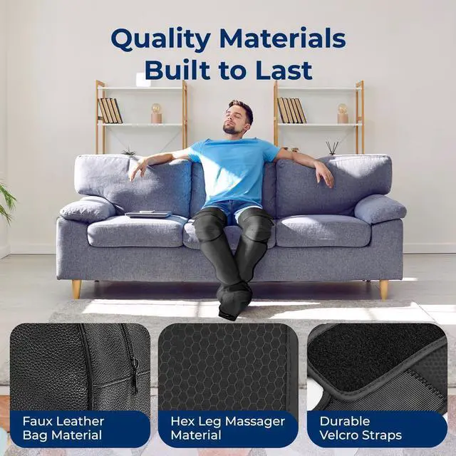 Alt view image 2 of 7 - SereneLife Air Compression Foot & Calf Leg Massager  Pneumatic Massage Machine with Knee, Calf, Foot Heating and Vibration