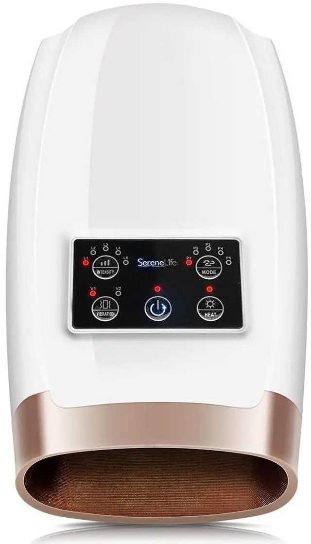 Main image of SereneLife Therapeutic Hand Massager  5 Modes & 5 Intensity Levels Compression Therapy for Arthritis, Pain Relief & Carpal Tunnel (White)