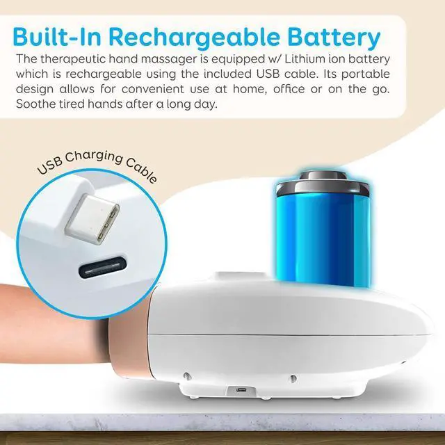 Alt view image 4 of 7 - SereneLife Therapeutic Hand Massager  5 Modes & 5 Intensity Levels Compression Therapy for Arthritis, Pain Relief & Carpal Tunnel (White)