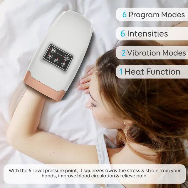 Alt view image 5 of 7 - SereneLife Therapeutic Hand Massager  5 Modes & 5 Intensity Levels Compression Therapy for Arthritis, Pain Relief & Carpal Tunnel (White)