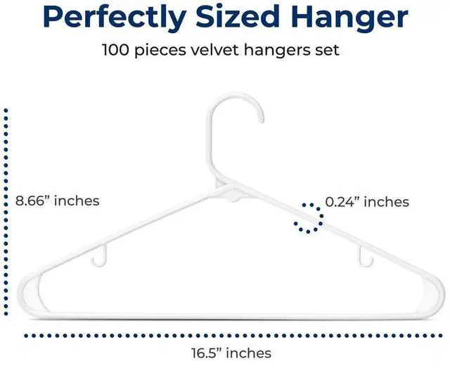 Alt view image 6 of 7 - SereneLife 100 Pcs Plastic Clothes Hangers  Heavy Duty Coat, Pants & Shirt Hanger Set, Space-Saving Slim Design, White