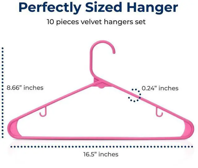 Alt view image 5 of 7 - SereneLife 10 Pcs Non-Slip Plastic Hangers  Heavy Duty Coat Hanger Set with 360° Swivel Hook for Clothes (Pink)