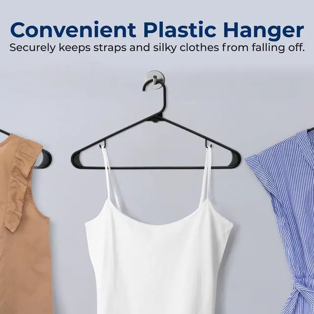 Alt view image 5 of 7 - SereneLife 50 Pcs Plastic Non-Slip Hangers  Heavy Duty Coat Hanger Set with 360° Swivel Hook for Clothes (Black)