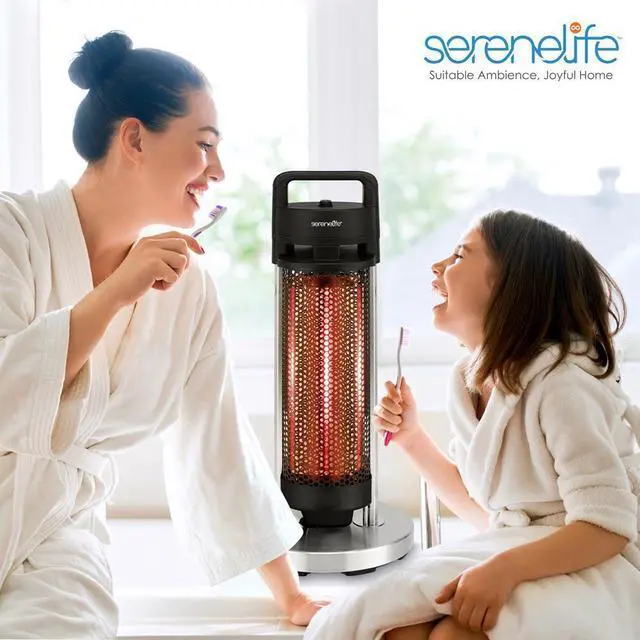 Alt view image 7 of 7 - SereneLife 900W Electric Patio Heater  Portable Indoor/Outdoor Heater with 360° Tip-over Safety Switch and Odorless Infrared Heating (Black)