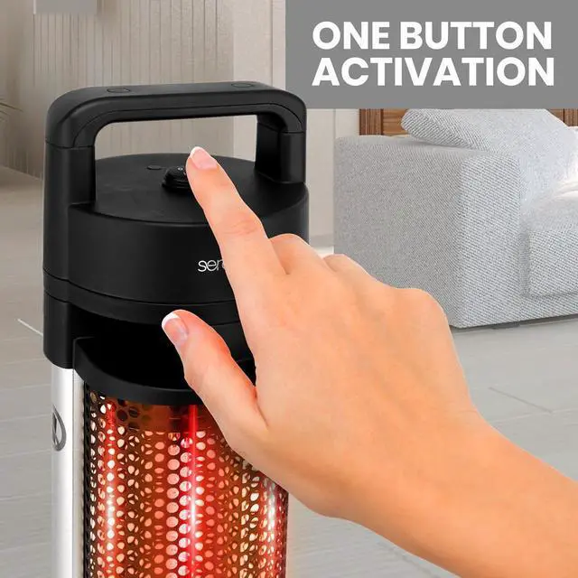 Alt view image 2 of 7 - SereneLife 900W Electric Patio Heater  Portable Indoor/Outdoor Heater with 360° Tip-over Safety Switch and Odorless Infrared Heating (Black)