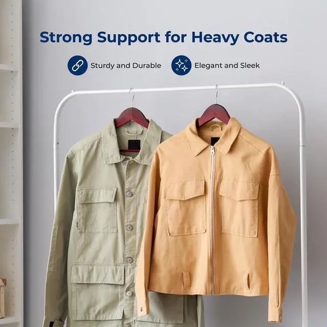 Alt view image 6 of 7 - SereneLife 50 Pcs Wooden Hangers  Non-Slip, Sturdy, and Heavy Duty Suit Hanger Set with Chrome 360° Swivel Hook and Notches Design for Clothes (Cherry)