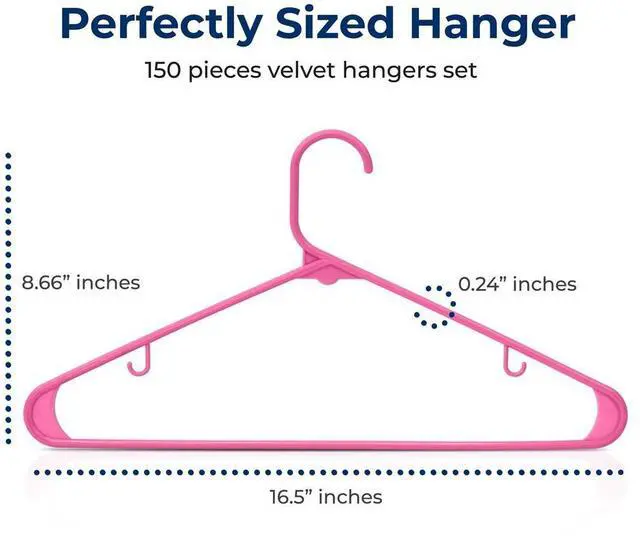 Alt view image 2 of 7 - SereneLife 150 Pcs Pink Non-Slip Ultra-Thin Plastic Clothes Hangers  Heavy Duty Set with 360° Swivel Hook