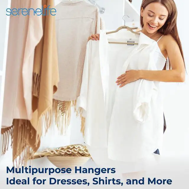 Alt view image 2 of 7 - SereneLife Velvet Hangers, Non-Slip Heavy Duty Coat Hanger Set, 360° Swivel Hook, Space-Saving, 30 Pack, Ivory