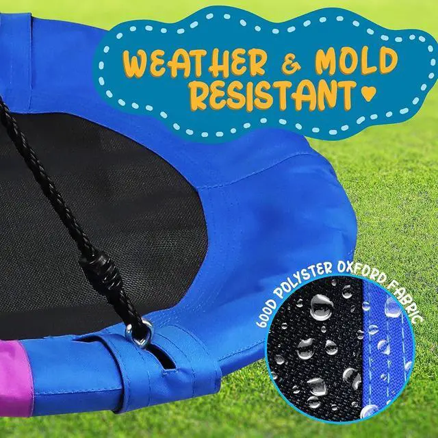 Alt view image 7 of 7 - SereneLife Heavy-Duty Oval Swing - Sturdy and Durable Swing for Indoor and Outdoor Use (Rainbow)