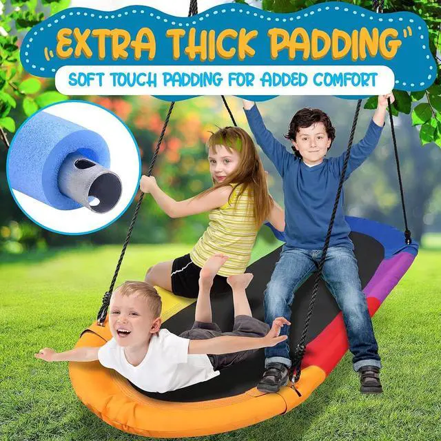 Alt view image 3 of 7 - SereneLife Heavy-Duty Oval Swing - Sturdy and Durable Swing for Indoor and Outdoor Use (Rainbow)