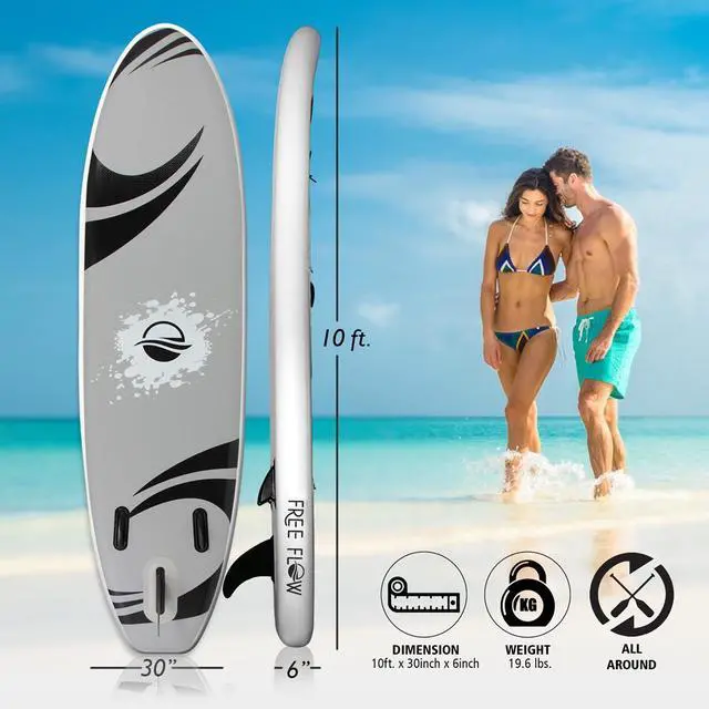 Alt view image 2 of 7 - SereneLife 10' Inflatable Stand-Up Paddle Board - Water-Ready SUP with Oar, Air Pump, Safety Leash, & Carry Bag - SLSUPB06