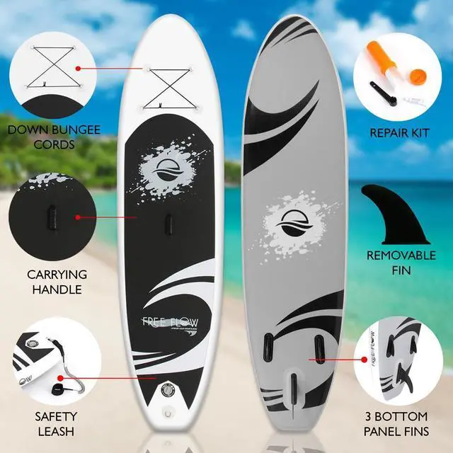 Alt view image 4 of 7 - SereneLife 10' Inflatable Stand-Up Paddle Board - Water-Ready SUP with Oar, Air Pump, Safety Leash, & Carry Bag - SLSUPB06