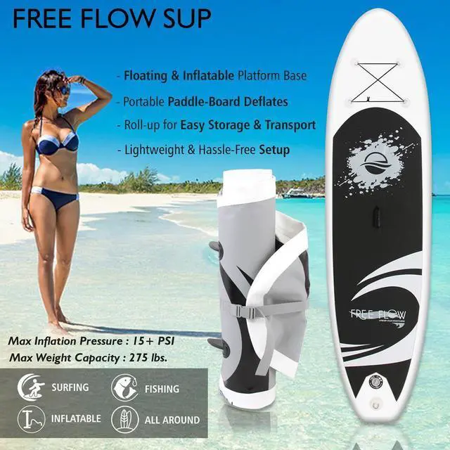 Alt view image 6 of 7 - SereneLife 10' Inflatable Stand-Up Paddle Board - Water-Ready SUP with Oar, Air Pump, Safety Leash, & Carry Bag - SLSUPB06