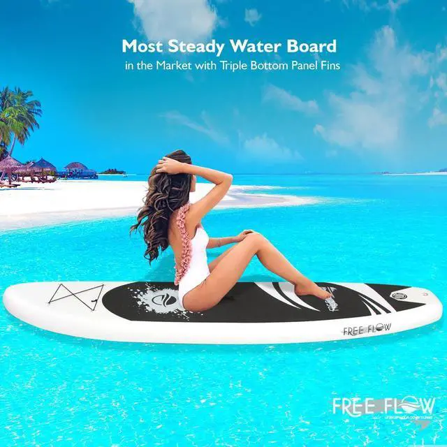 Alt view image 5 of 7 - SereneLife 10' Inflatable Stand-Up Paddle Board - Water-Ready SUP with Oar, Air Pump, Safety Leash, & Carry Bag - SLSUPB06