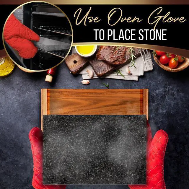 Alt view image 7 of 7 - NutriChef Natural Granite Stone Sizzling Steak Plate with Wooden Platter & Stainless Steel Knives - PKLVST41
