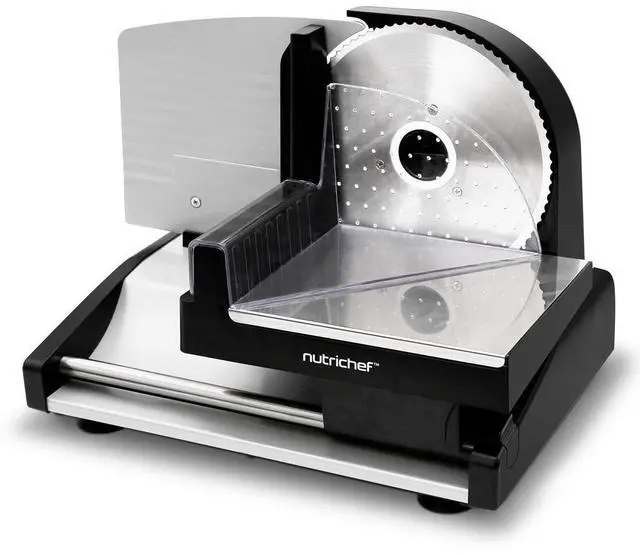 Main image of NutriChef Electric Meat Slicing Machine with Adjustable Thickness Dial & Stainless Steel Blade - Black - NUGJ801