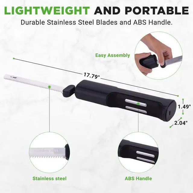 Alt view image 4 of 7 - NutriChef Electric Bread Knife with Contoured Grip Handle, Stainless Steel Blade & USB Charging - Black - NUELREKN3BLACK