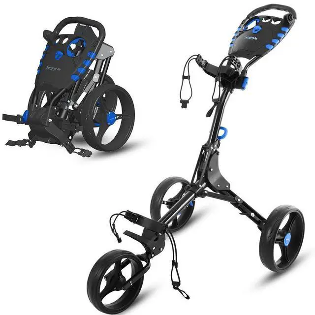 Main image of SereneLife Foldable 3-Wheel Golf Push Cart with Deluxe Scorecard Holder, Umbrella & Cup Holder - SLG3W