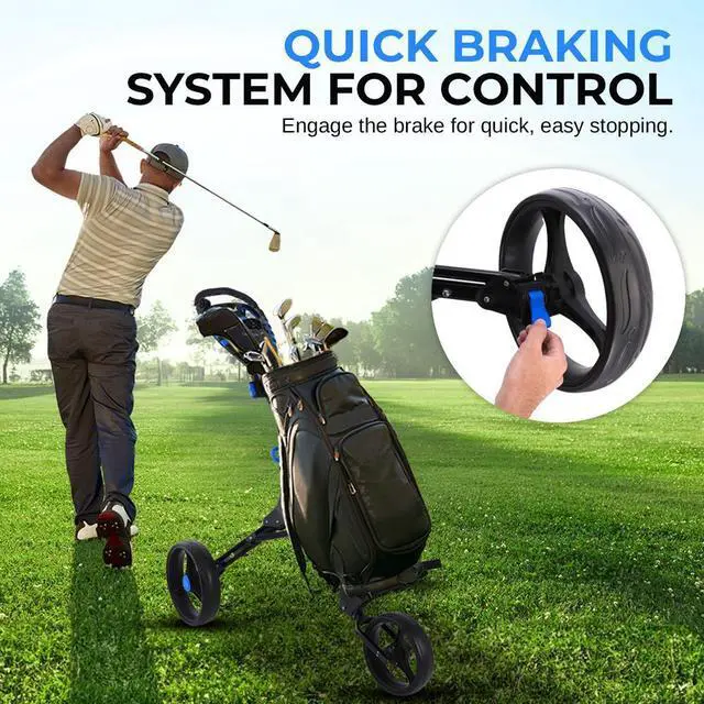 Alt view image 6 of 7 - SereneLife Foldable 3-Wheel Golf Push Cart with Deluxe Scorecard Holder, Umbrella & Cup Holder - SLG3W