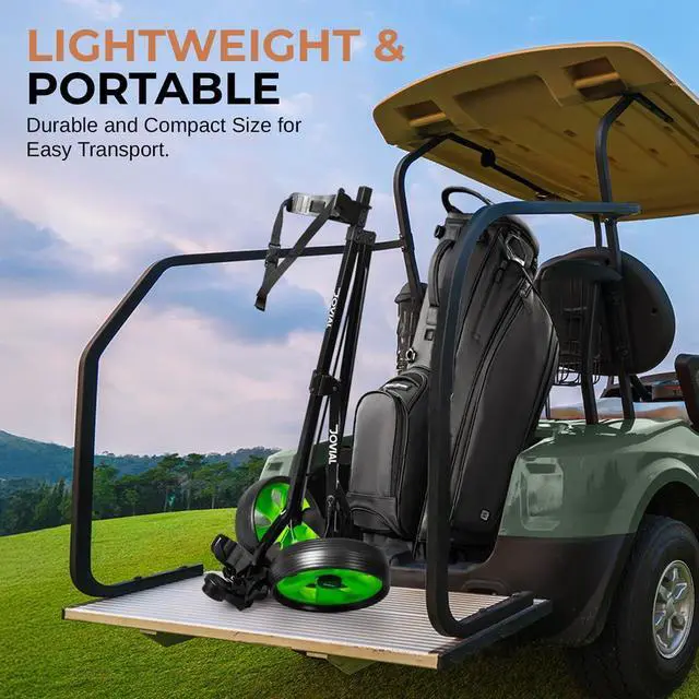 Alt view image 7 of 7 - Jovial Foldable 2-Wheel Golf Pull Cart with Adjustable Handle, Foot Brake & Elastic Strap - JOVGF2W