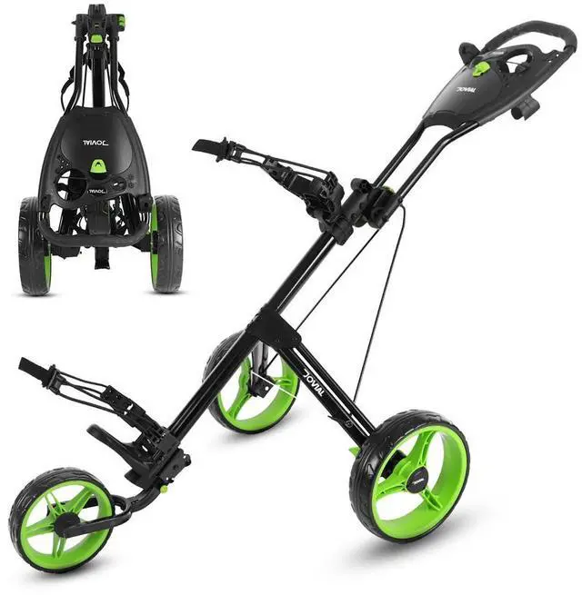 Main image of Jovial Foldable 3-Wheel Junior Pull Cart with Scorecard Holder, Adjustable Handle & Elastic Strap - JOVGFP9