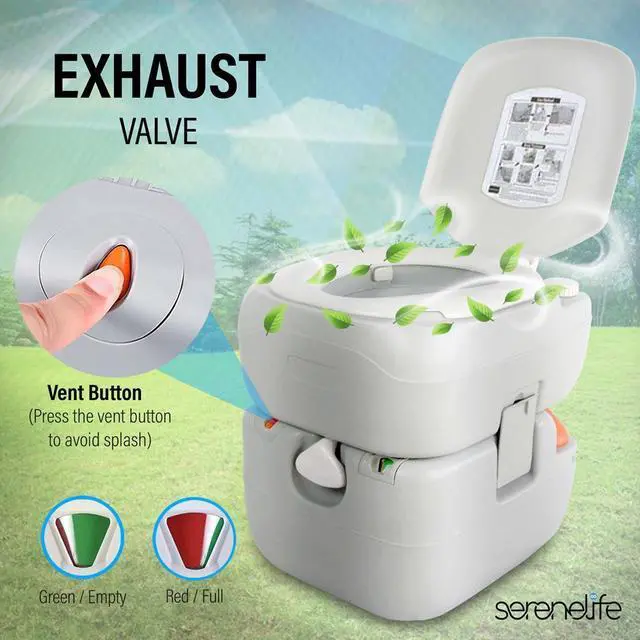 Alt view image 4 of 7 - SereneLife Outdoor Portable Toilet with Carrying Bag - 5.8 Gallon Waste Tank, 3.2 Gallon Fresh Water Tank, and Toilet Hand Sprayer - SLCATL360
