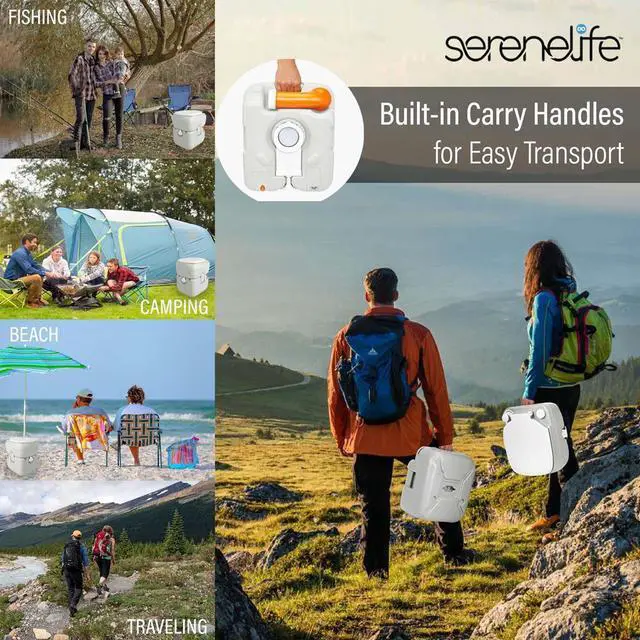 Alt view image 7 of 7 - SereneLife Outdoor Portable Toilet with Carrying Bag - 5.8 Gallon Waste Tank, 3.2 Gallon Fresh Water Tank, and Toilet Hand Sprayer - SLCATL360