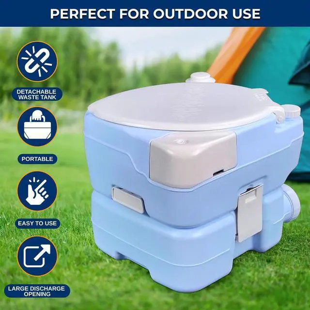 Alt view image 6 of 7 - SereneLife 15L Extra Large Portable Camping Toilet with Sprayer & Phone Holder - SLCATL220 - Moonwhite - 3pc
