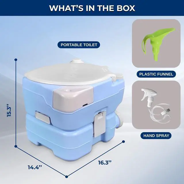 Alt view image 5 of 7 - SereneLife 15L Extra Large Portable Camping Toilet with Sprayer & Phone Holder - SLCATL220 - Moonwhite - 3pc