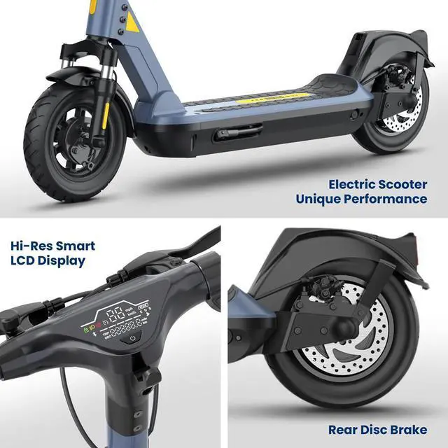 Alt view image 6 of 7 - Hurtle 10" Foldable Electric Scooter with Pneumatic Tires & Long Range Battery - HURES80 - 500W Motor - Black