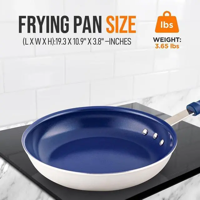 Alt view image 7 of 7 - NutriChef 10" Non-Stick Fry Pan with Silicone Handle and Ceramic Coating - NCFRYP10 - Blue