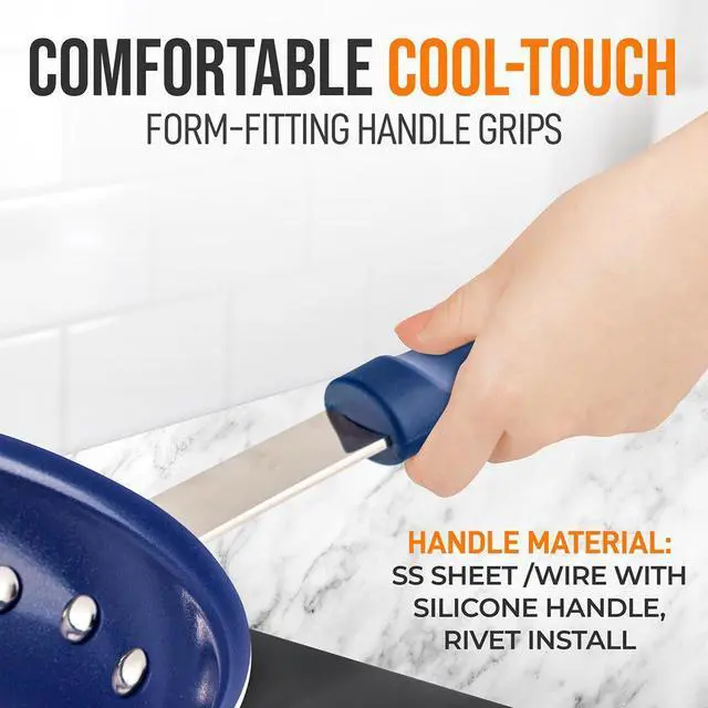 Alt view image 4 of 7 - NutriChef 10" Non-Stick Fry Pan with Silicone Handle and Ceramic Coating - NCFRYP10 - Blue