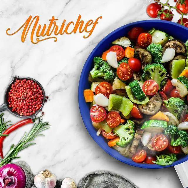 Alt view image 6 of 7 - NutriChef 10" Non-Stick Fry Pan with Silicone Handle and Ceramic Coating - NCFRYP10 - Blue