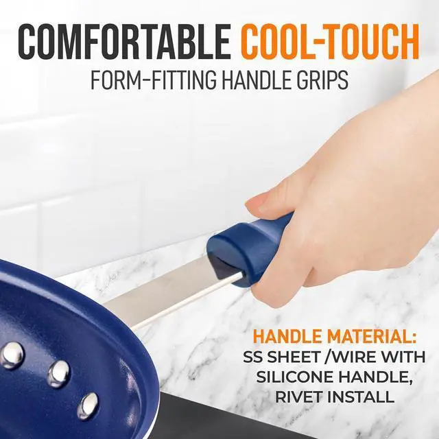 Alt view image 3 of 7 - NutriChef 12" Non-Stick Fry Pan with Lid & Silicone Handle - NCFRLD12 - Ceramic Coating