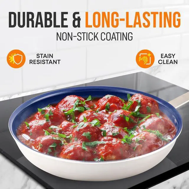 Alt view image 5 of 7 - NutriChef 12" Non-Stick Fry Pan with Lid & Silicone Handle - NCFRLD12 - Ceramic Coating