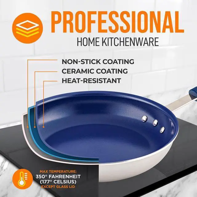 Alt view image 6 of 7 - NutriChef 12" Non-Stick Fry Pan with Lid & Silicone Handle - NCFRLD12 - Ceramic Coating