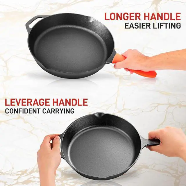 Alt view image 7 of 7 - NutriChef 12" Pre-Seasoned Cast Iron Fry Pan with Glass Lid & Silicone Handle - NCCI12