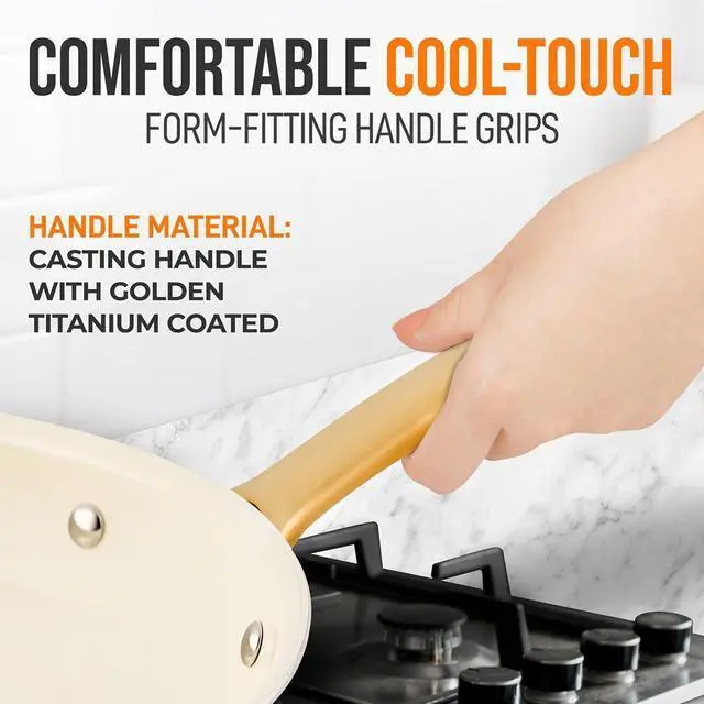 Alt view image 3 of 7 - NutriChef 10" Non-Stick Fry Pan with Golden Titanium Coated Handle - NCHG10 - Ceramic Coating