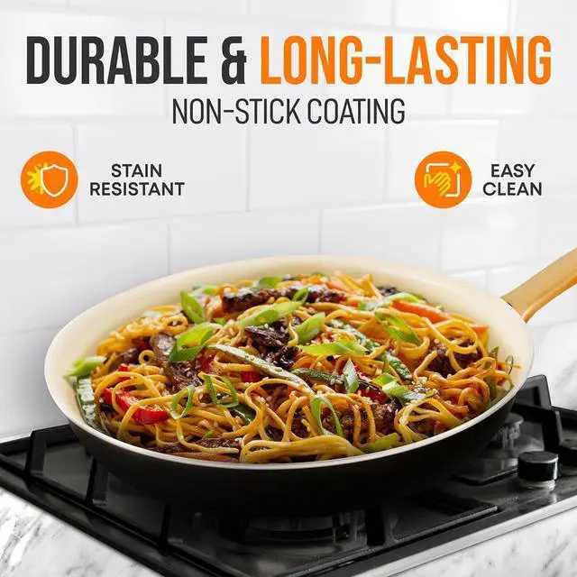 Alt view image 6 of 7 - NutriChef 10" Non-Stick Fry Pan with Golden Titanium Coated Handle - NCHG10 - Ceramic Coating