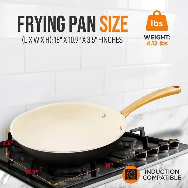 Alt view image 7 of 7 - NutriChef 10" Non-Stick Fry Pan with Golden Titanium Coated Handle - NCHG10 - Ceramic Coating