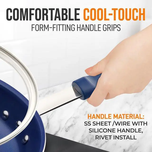 Alt view image 2 of 7 - NutriChef 10" Non-Stick Fry Pan with Lid & Silicone Handle - NCFRLD10 - Ceramic Coating