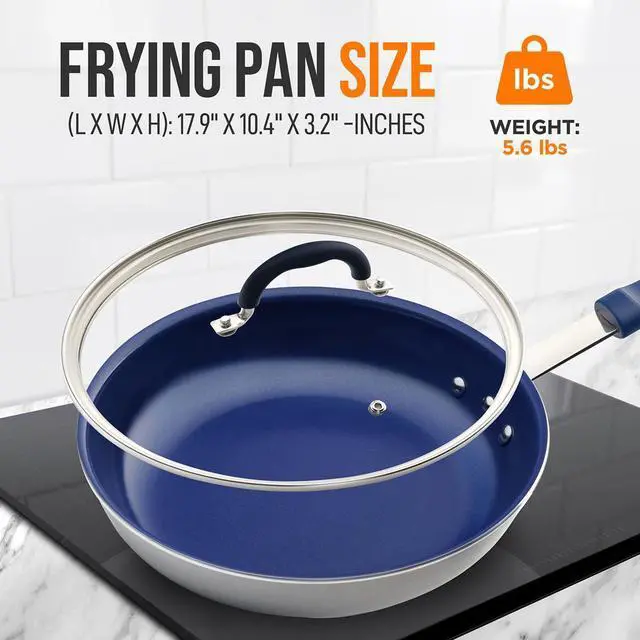 Alt view image 6 of 7 - NutriChef 10" Non-Stick Fry Pan with Lid & Silicone Handle - NCFRLD10 - Ceramic Coating